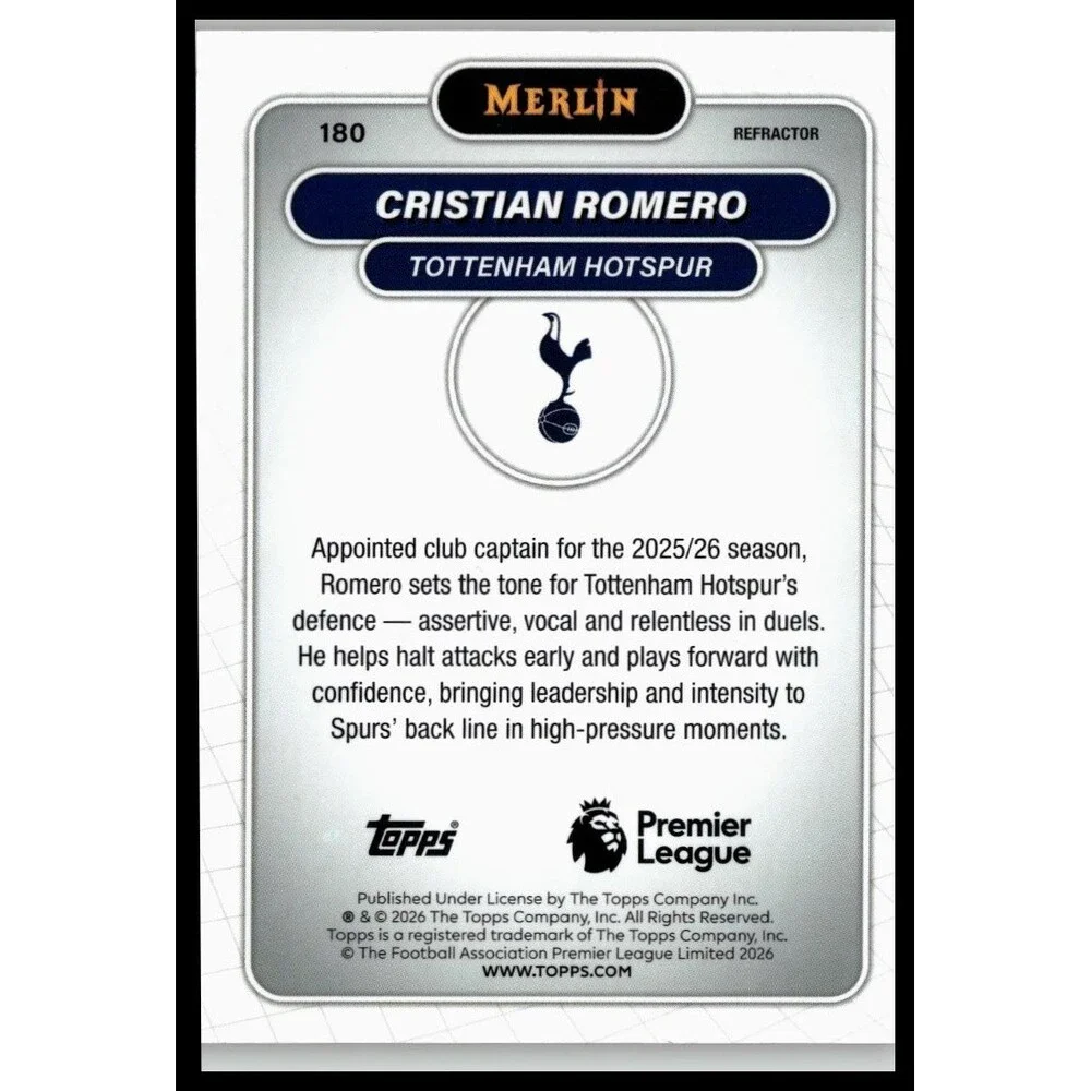 2026 Merlin Premier League #180 Cristian Romero Refractor